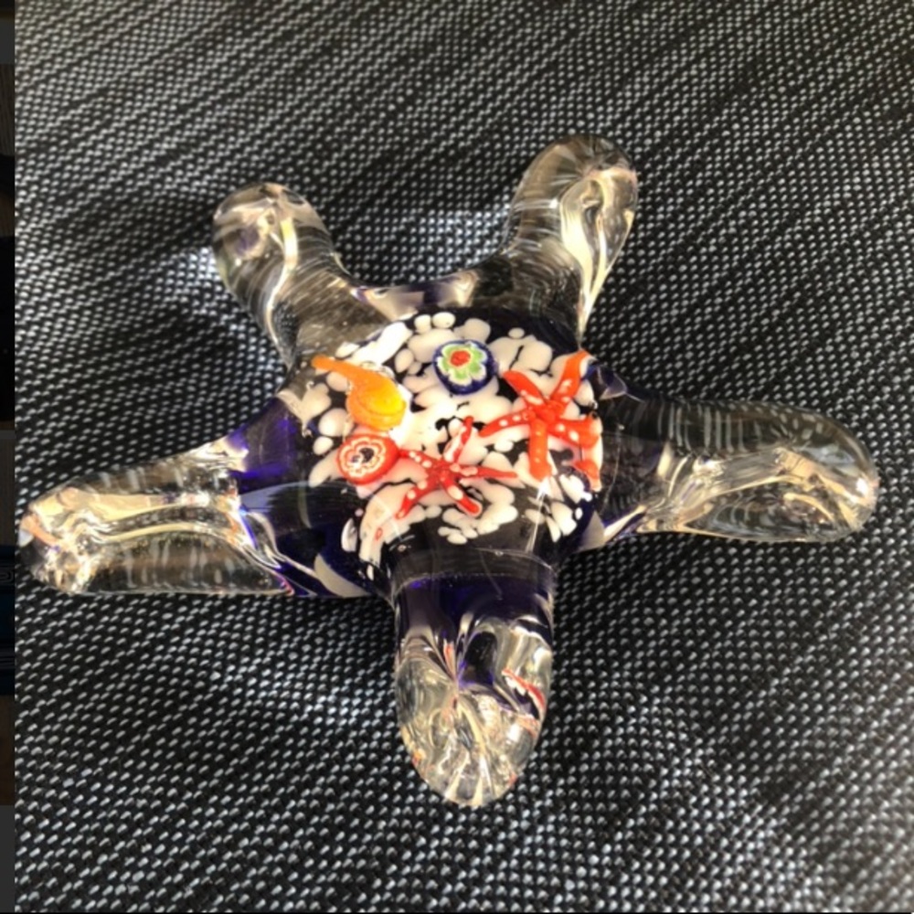 Glass starfish paperweight